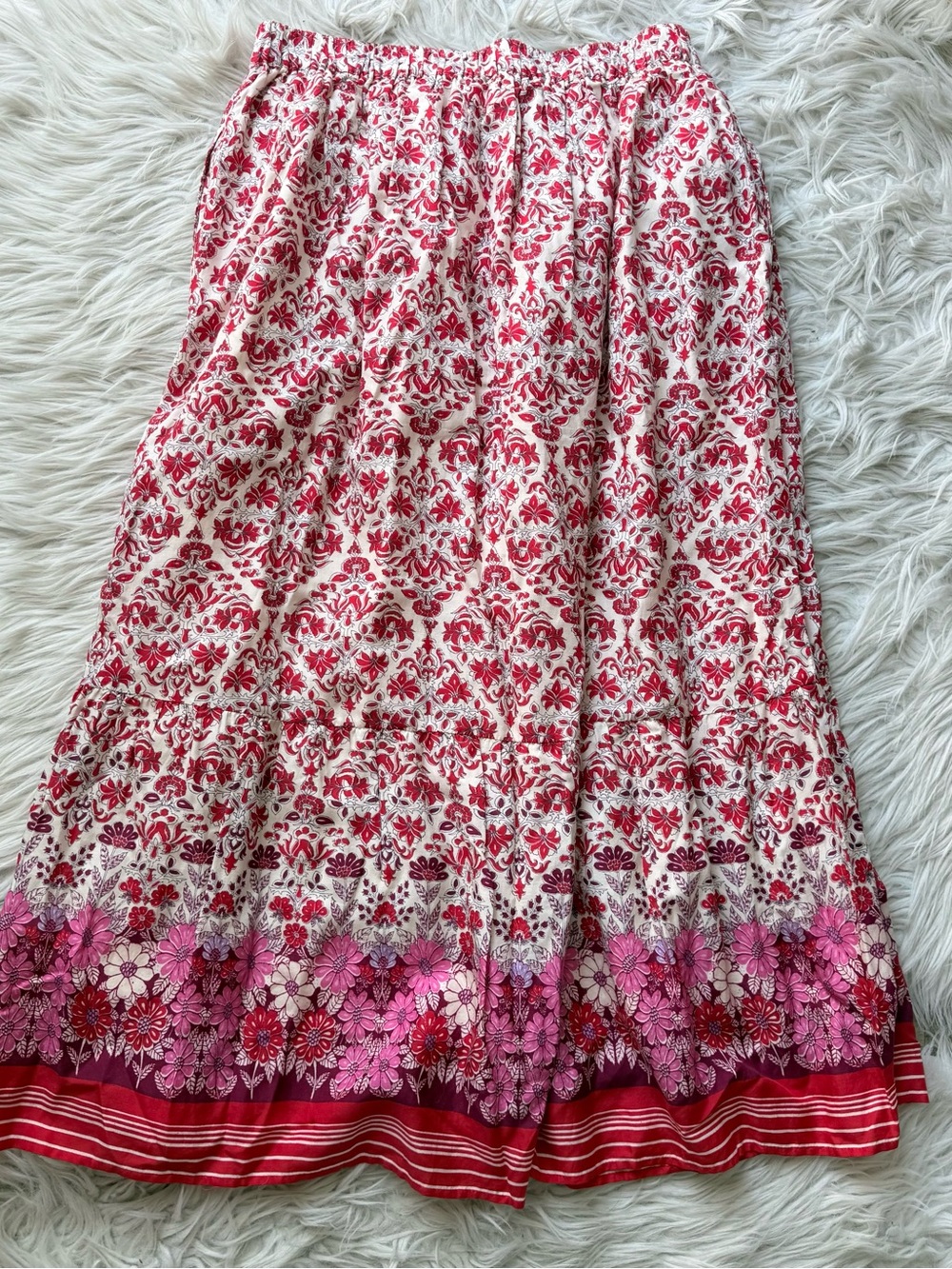 Xirena Taryn Floral Cotton Silk Midi Skirt M Button Front Boho Pockets - Picture 8 of 10
